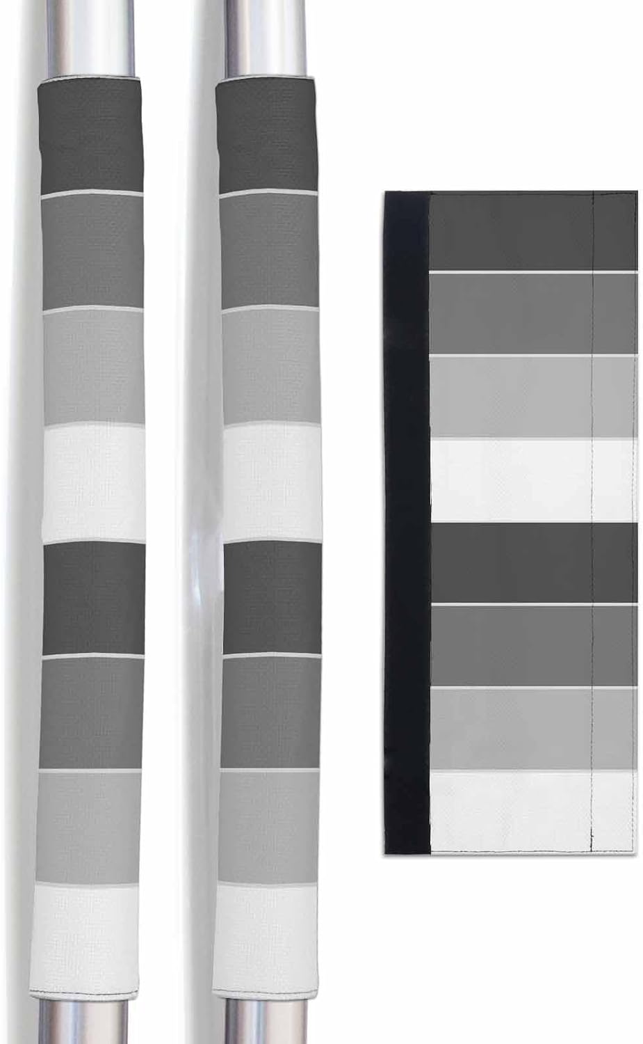 Black Gray Striped Refrigerator Door Handle Covers Set of 2, Keep Kitchen Appliance Clean from Smudges, Fingerprint, Drips, Abstract Art Gradient Stripes Decor Protector for Fridge