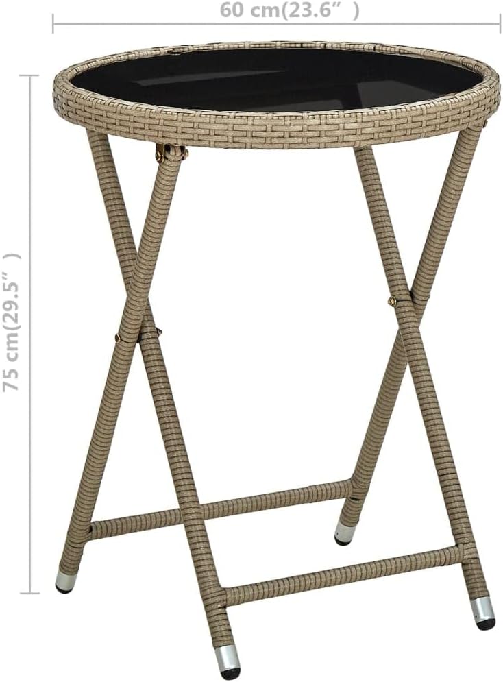 Vintage Rustic Patio Table, Outdoor Patio Furniture, Outdoor Coffee Side Table for Patio,Gardens, Yards, Patio Dining Table Gray Poly Rattan and Solid Acacia Wood