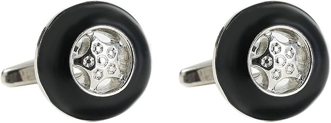 Cufflinks Silver for Men, Cuff Links Vintage Alloy Round Shirt Tuxedo Suit Cufflinks with White Cubic Zirconia Jewelry Graduation Gift
