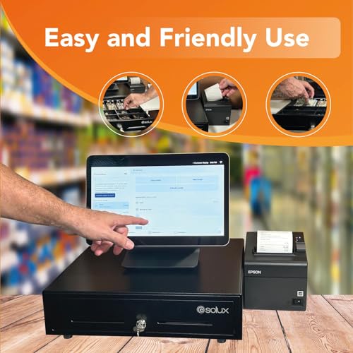 Solux SX-CD-TM-EP-20 Pos Hardware Bundle For Square System - 16 Inch Square Cash Drawer - Square Thermal Receipt Printer - Square Pos Systems For Small Business - Cash Register thumb #5
