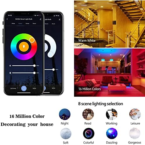Woox Smart Bulb B22,Voice /Remote Control Colour Changing Light Bulb Dimmable,RGB+3000K,8W WiFi Bayonet LED Bulb,16M Color for Home Decoration,Party,Bar.Alexa/Google Compatiable-2.4Ghz WiFi Only