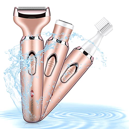 Lovebay Electric Shaver for Women, 3 in 1 Painless Women Electric Shaver Body Hair Remover Portable Wet and Dry Bikini Trimmer for Face, Legs, Underarm, Micro USB Rechargeable
