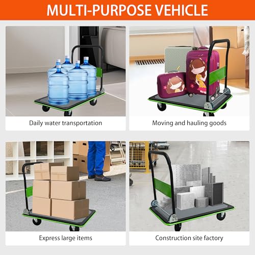 Carretilla plataforma plegable capacidad 660 lbs verde miniatura 4