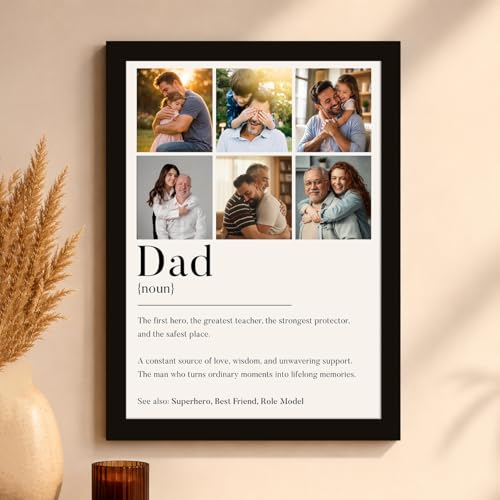 Image of Art Street Personalized Gift for Father, Dad Photo Frame | 6 Image Collage with Custom Text, Customized Photo Frame for Father, Wall Decor for Bedroom Living Room, A4 Size 8x12 Inch