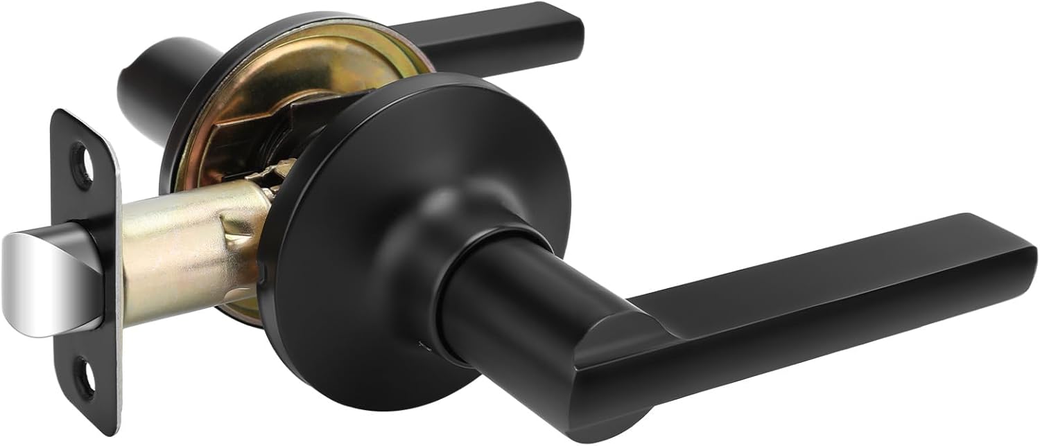 Haidms 1 Packs Passage Door Handle Black Interior Door Lever for Closet, Hallways, Laundry Modern Matte Black Door Handles, No Lock, No Key, Zinc Alloy