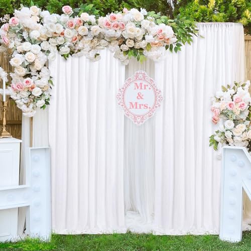 Image of White Sequin Backdrop Curtain 6 Pcs 2ftx8ft Sparkly Glitter Wedding Party Photography Background Drapes for Birthday Prom Decoration