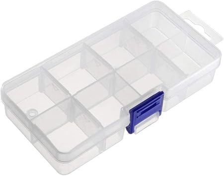 uxcell Component Storage Box - PP Adjustable 8 Grids Electronic Component Containers Tool Boxes Clear White 137x67x30mm