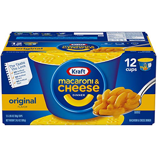 Kraft Easy Mac Original Cheese, 2.05-Ounce Microwavable Cups (Pack of 12) (Original, Pack of 12 (2.05-Ounce))