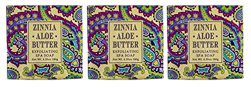 Greenwich Bay ZINNIA ALOE BUTTER Exfoliating Spa Soap, Enriched with Aloe Butter and Shea Butter, Blended with Wheat Bran and Apricot Seed. No Parabens, No Sulfates 6.35 Oz. (3 Pack)