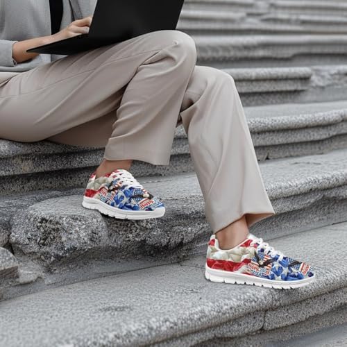 Image of GIFTPUZZ Mens Lace Up Athletic Trainers Running Sneakers Wedge Breathable Gym Lightweight Sports Tennis Shoes