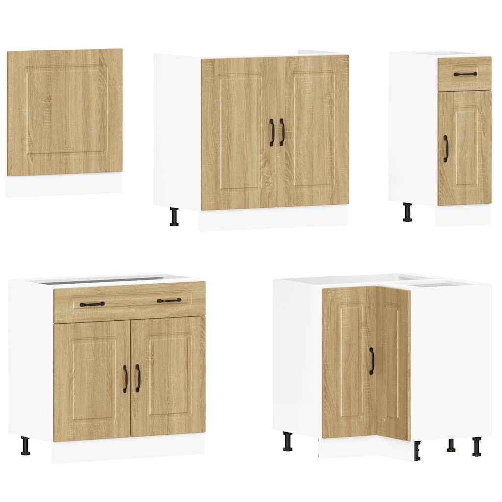 SKM Mueble Cocina Kalmar Roble Sonoma 11 pzas Madera contrachapada,Mobiliario,Armarios y Almacenamiento,Armarios de Cocina,Marrón,197.5 kg,3314914