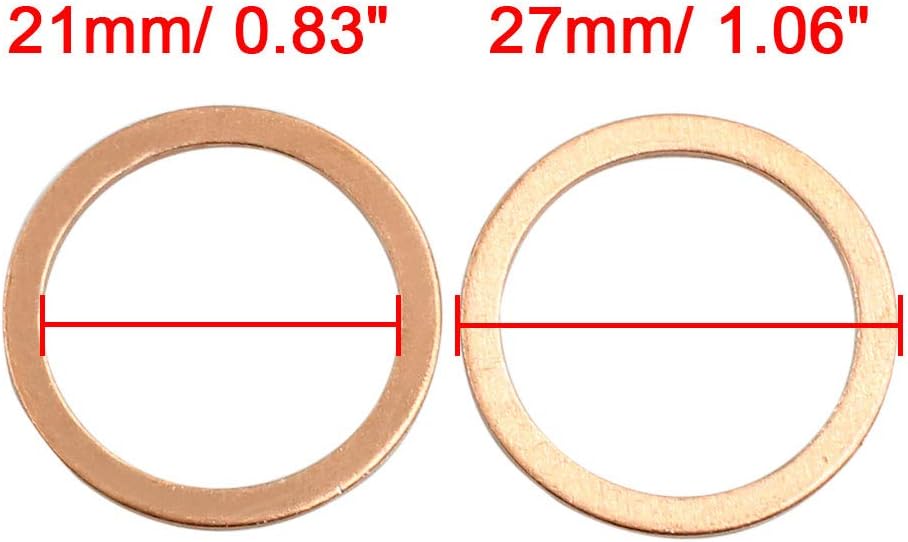X AUTOHAUX 20pcs 21mm Inner Diameter Copper Washers Flat Sealing Gaskets Rings - Image 4