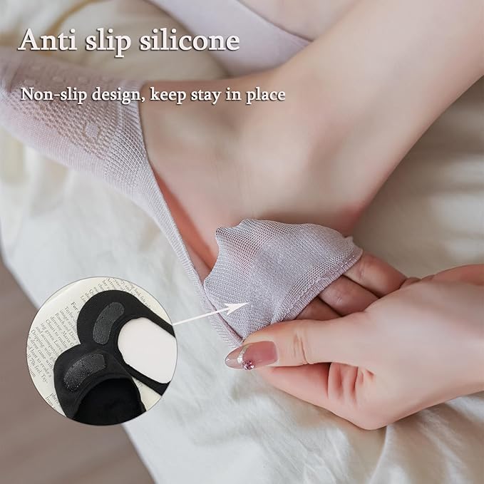 BIVOLU No Show Socks Womens - 6 Pairs Liner Flats Low Cut Socks Non Slip Invisible Ultra Thin Mesh Breathable Cotton Women Sock Comfortable Causal4