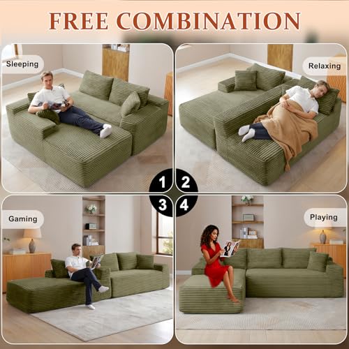 Image of 95 inch Boneless Couch for Living Room, L Shaped Modular Sectional Sofa