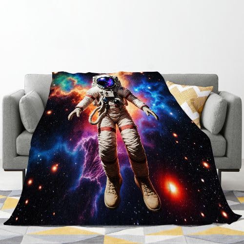 Narzuta dla młodego astronauty, odporny na blaknięcie, dekoracyjny koc, na łóżko, ciepły i lekki, pluszowy koc na każdą porę roku, 150 x 200 cm_25219a