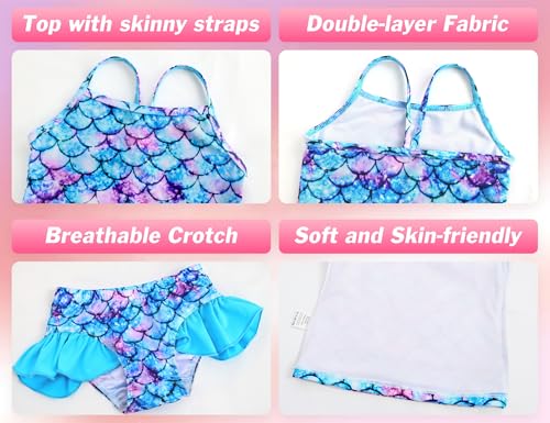 Girls Tankini Swimsuit Two Piece Bathing Suits Set Spaghetti Straps with Ruffled Hem Summer UPF 50+ Bikini Swimwear3