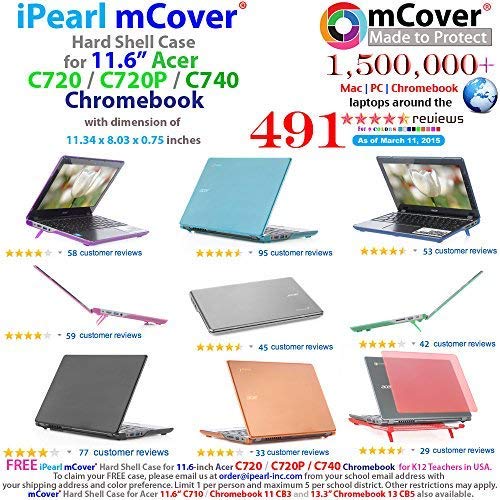 Red iPearl mCover Hard Shell Case for 11.6" Acer C720 C720P C740 Series ChromeBook Laptop (NOT Compatible with Newer 11.6" Acer Chromebook 11 C730 / CB3-111 / CB3-131 Series Laptop) - Thumbnail 6
