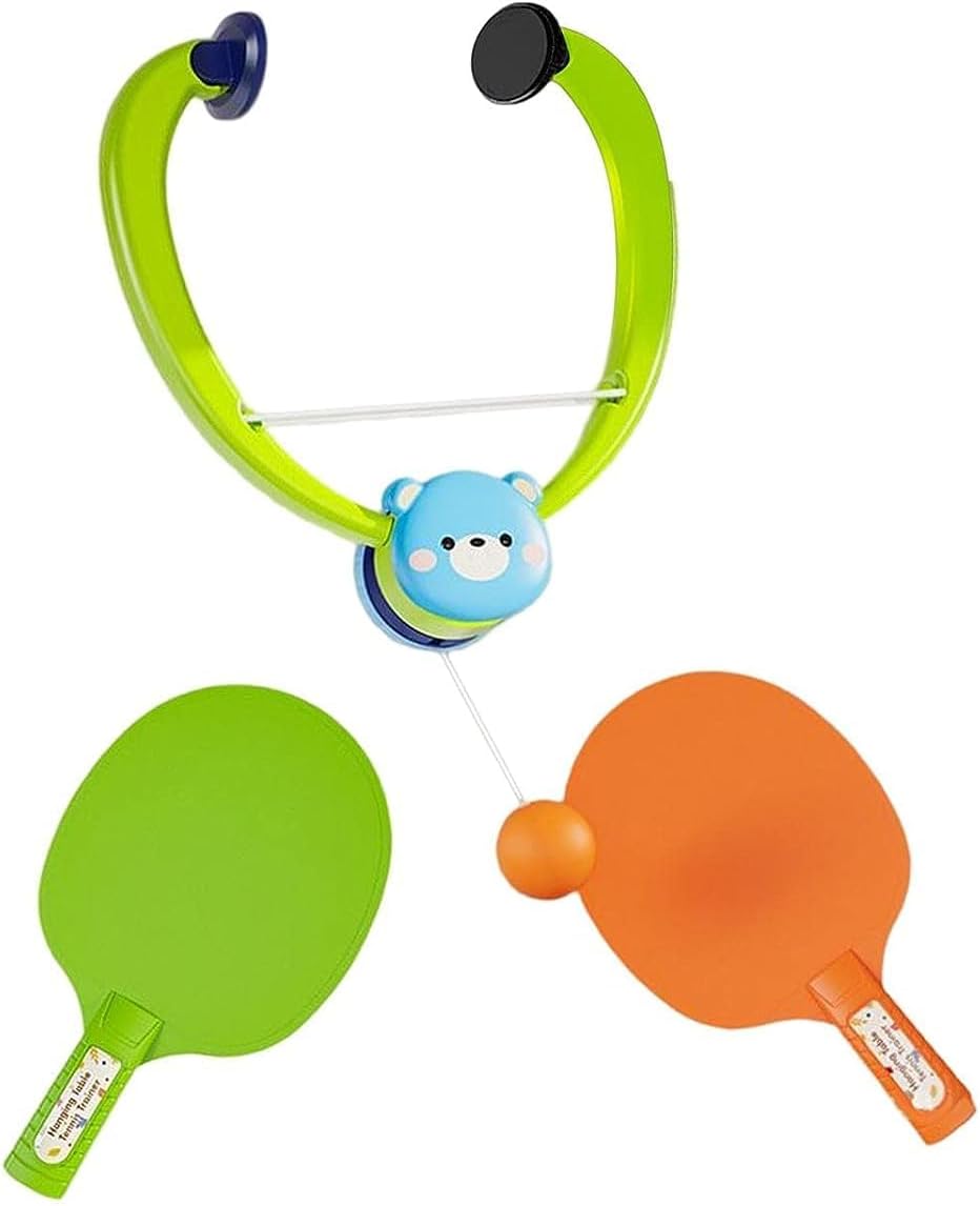 Wisdom |Indoor Hanging Table Tennis with 4 Balls Parent Child Interaction Toy for Door Frame Kids Green English Box|Outdoor Recreation|Water Sports|Swimming|Training Equipment|Hand Paddles