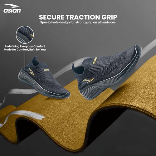 Image of ASIAN Storm-41 Walking Shoes for Men | Lightweight Slip-On Sneakers with Arch Support, Memory Foam Cushion & Breathable Mesh Upper | Comfortable Shoes for Walking & Travel