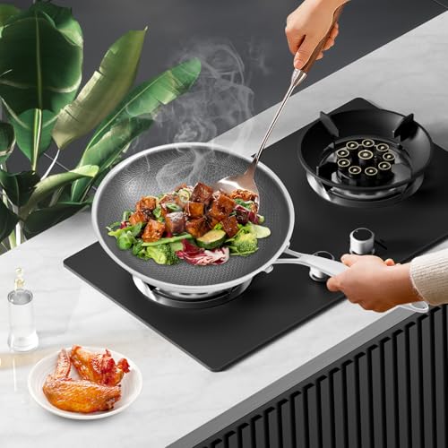 Wok de acero inoxidable con tapa de vidrio templado miniatura 7