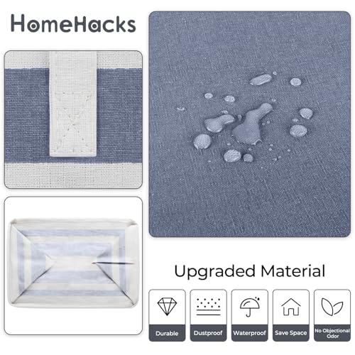 HomeHacks 2-Pack Large Laundry Basket, Waterproof, Freestanding Laundry Hamper, Collapsible Tall Clothes Hamper with Extended Handles for Clothes Toys in the Dorm and Family (Blue, 125L)