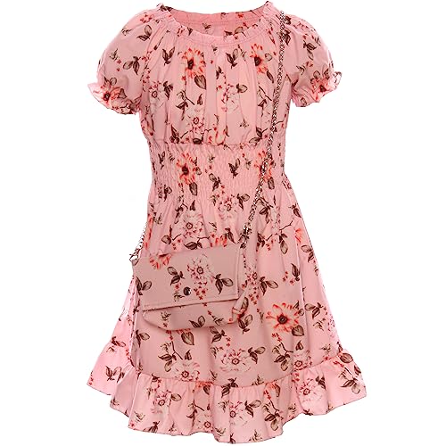 Robe d'été pour fille parfaite pour les vacances en coton doux rose pâle