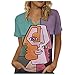 Weihnachten Shirt Damen Damen Bluse 3/4 arm Sommer Elegant T-Shirt Frauen 3D Drucken Kurzarmoberteil mit Rundhalsausschnitt Mode Farbblock Graphics Teenager Mädchen Tunika Grafik Tee Tops 3XL