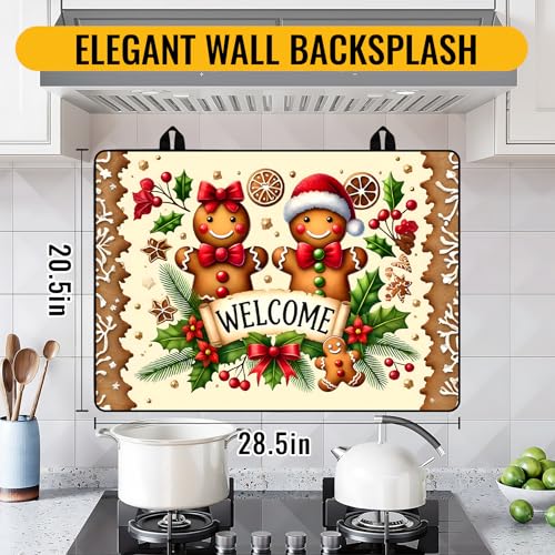 Image of NYZE Christmas Stove Top Cover for Electric Stove,Glass Stove Top Cover,Heat Resistant Glass Cooktop Cover,Stovetop Protector, Kitchen Decor,Dish Drying Mats Cover for Washer Ceramic Top 28.5x20.5 in