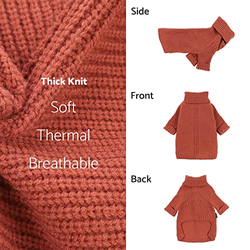 Image of Fitwarm Thermal Knitted Dog Sweater Doggy Winter Coat Pet Clothes Doggie Turtleneck Jacket Puppy Outfits Cat Sweatsuit Red Large