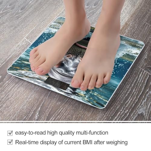 Báscula de baño digital Diving Hippo de vidrio templado miniatura 5