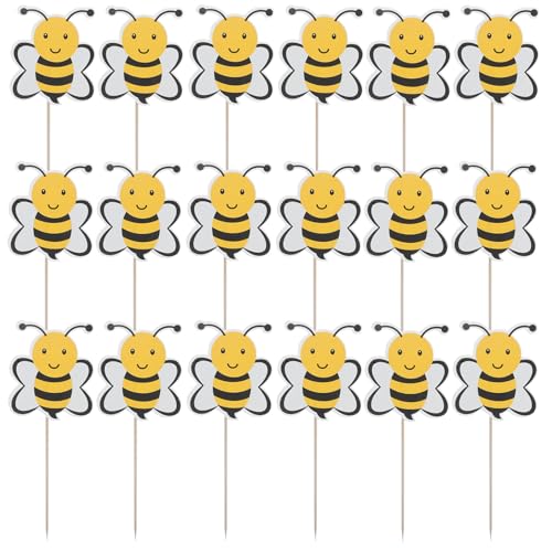 Decoración para pasteles de abeja Mikikit de 72 unidades con palillos para fiesta infantil