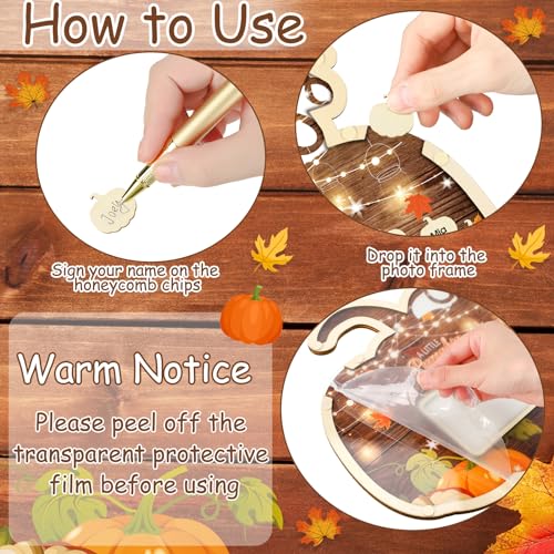 Image of Wenqik 63 Pcs Rustic Little Pumpkin Baby Shower Guest Book Alternatives Set Baby Shower Decorations with Photo Frame Sonogram Frame Keepsake 60 Wood Slices Guest Book for Birthday