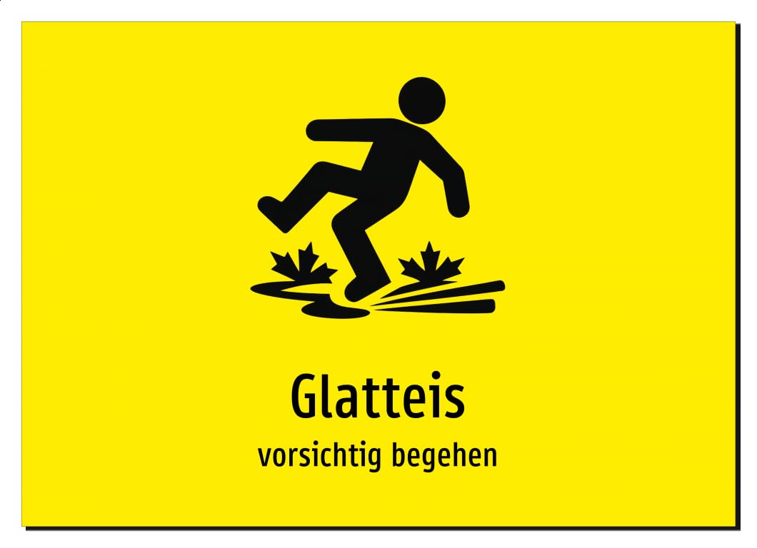 35645-DE-S-09 | Glatteis - vorsichtig begehen | Aluminiumschild A2, 594 x 420mm | mit Symbolgrafik und Text