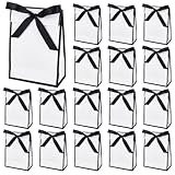 PH PandaHall 20pcs Sacs Cadeaux avec Ruban Nœud Sac Cadeau en Papier Noir et Blanc pour Noël Fête D'Anniversaire Bonbons Décoration de Mariage Anniversaire Fête Prénuptiale 14x7x19.5cm