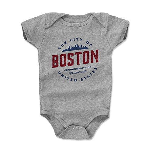 500 LEVEL Boston Baby Infant One Piece Bodysuit (3-6 Months, Heather Gray) - Boston Massachusetts City Badge