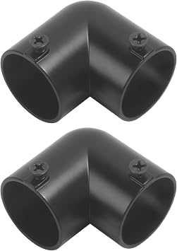 2 Pcs 90 Curtain Rod Connector, Black Stainless Steel Elbow Pipe Fitting, 1.3 in Round Tube Connector, Rack and Shelf