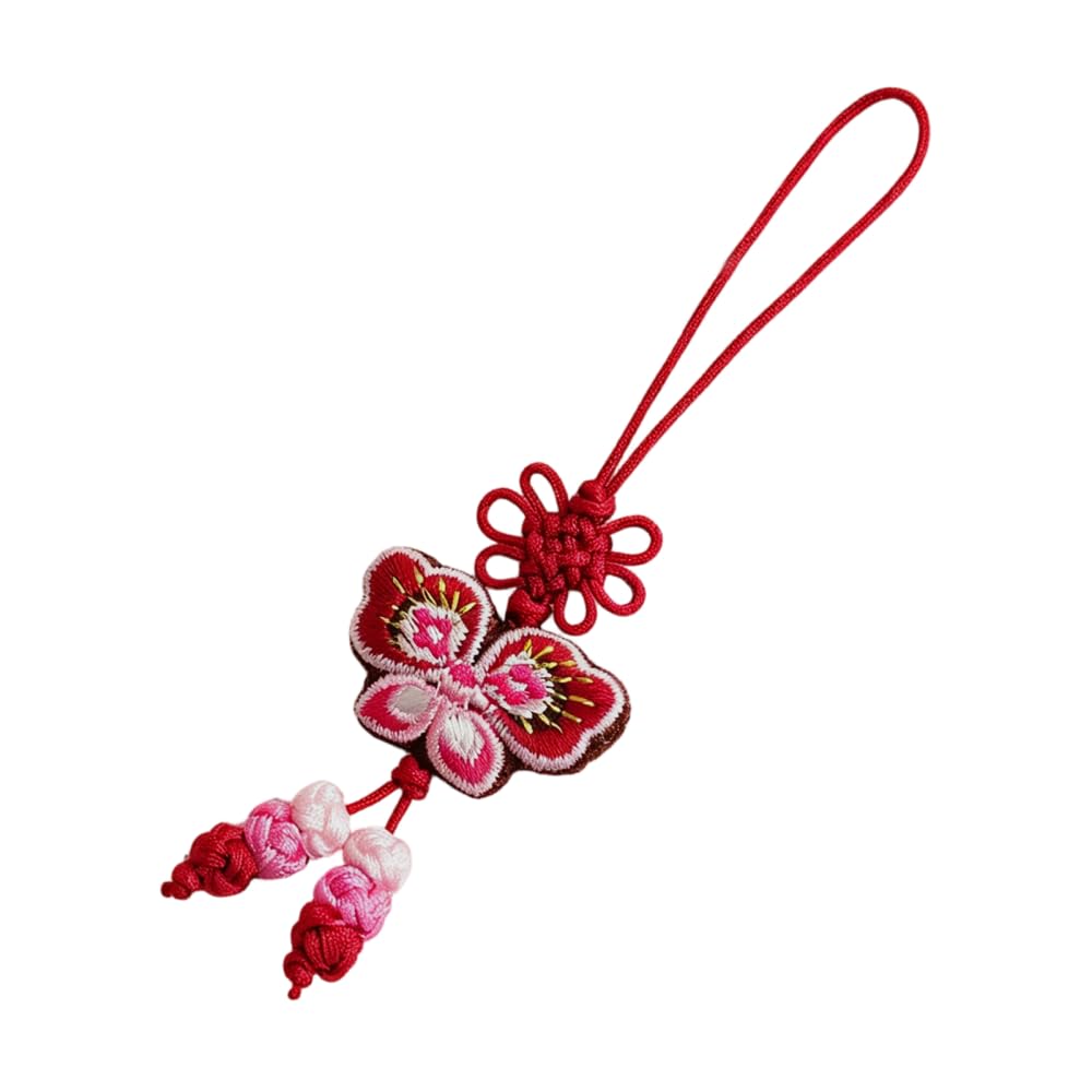 Chinese Knot Butterfly Pendant, Hanging Embroidered Ornament with Tassel for Hanfu Bag Car Decoration
