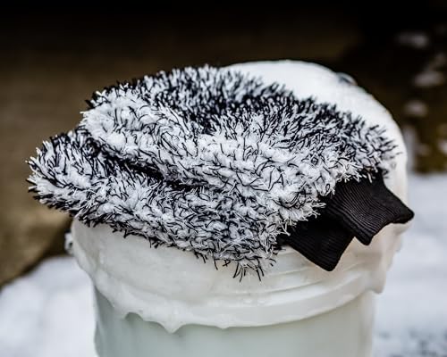 Microfiber Car Wash Mitt, Plush Cleaning Fibers, Scratch-Free, Swirl-Free, Lint-Free, 8in x 11in, Machine Washable, 2-Pack (Black) - Image 3