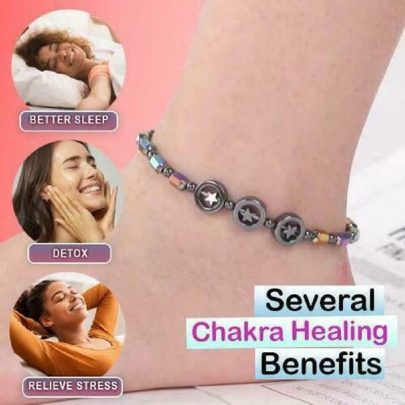 Miniatura 6 de Tobillera magnética delgada de hematita, tobillera delgada con terapia de hematita, ajuste de hematita, tobillera de obsidiana negra antihinchazón