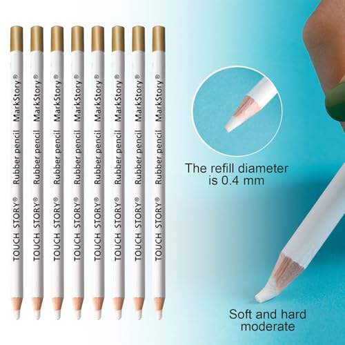 SSKHE 8 PCS Highlight Eraser Pencil for Artists, eraser drawing pencil with a sharpener, Wooden Sketch Eraser Pen, eraser pencils for Sketching Portrait Revise Details - Image 3