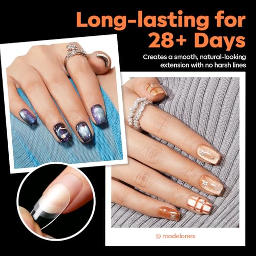 Image of modelones Square Nail Tips, 240pcs Short Square Soft Gel Nail Tips for Full Cover Acrylic Extensions, Pre-Shaped 15 Sizes Press on Nails DIY Home or Professional Salon Use