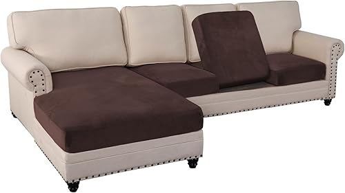 Vista 259 de PrinceDeco Fundas para sofá modular, 4 piezas, fundas de sofá para sofá seccional, fundas de terciopelo separadas para sofá seccional, en forma de L
