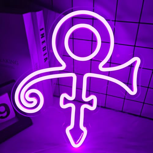 Image of Prince Symbol Neon Sign for Wall Decor Dimmable Led Prince Neon Light Sign for Bedroom Music Singer Themed Party Gift Prince Neon Light for Prince Birthday Party Decoration, purple
