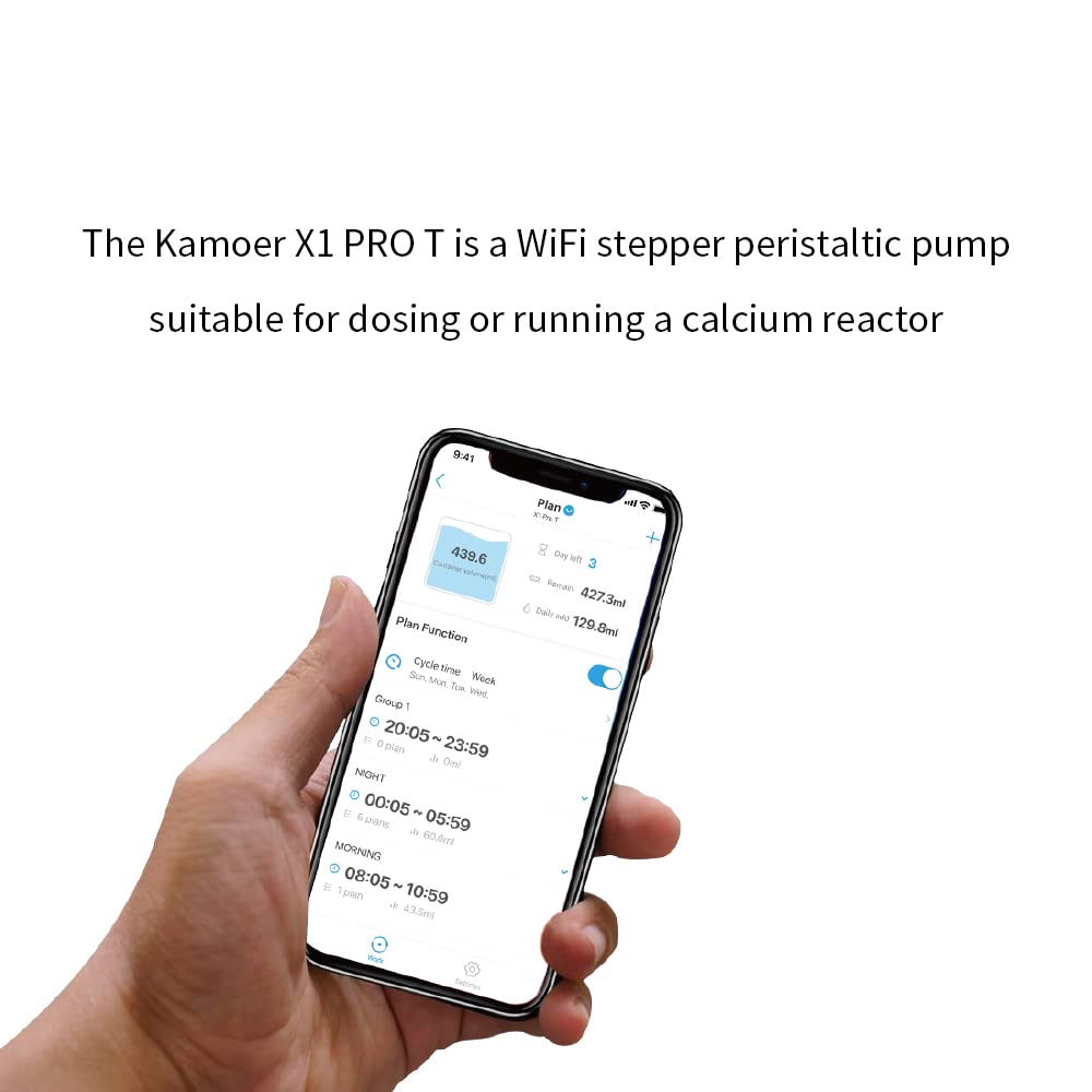Kamoer X1 PRO T pequeña bomba de calcio Wifi control bajo flujo 70ml/min motor paso a paso programable auto acuario bomba dosificación 12V bomba peristáltica
