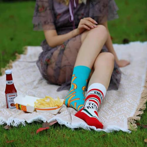Image of 2 Pairs Cartoon Animal Crew Socks Fun Cotton Mid Calf Socks for Women