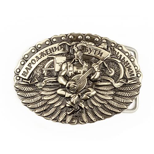 Ukrainian Biker solid german silver belt buckle, Born to be free sculptural solid belt buckle, Handmade moto biker accessory unisex gift