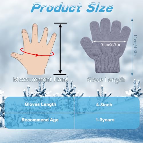 Image of ONESING 6 Pair Baby Gloves Toddler Gloves Toddler Winter Gloves Kids Gloves Winter Stretchy Knit Gloves for Kids Boys Girls