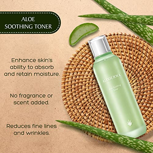 Aloderma Soothing Facial Toner Made With 91% Organic Aloe Vera, Alcohol Free Toner For Face For Sensitive Skin With Allantoin And Hyaluronic Acid - Natural Aloe Face Toner For Dry, Red, Irritated Skin #TOP1