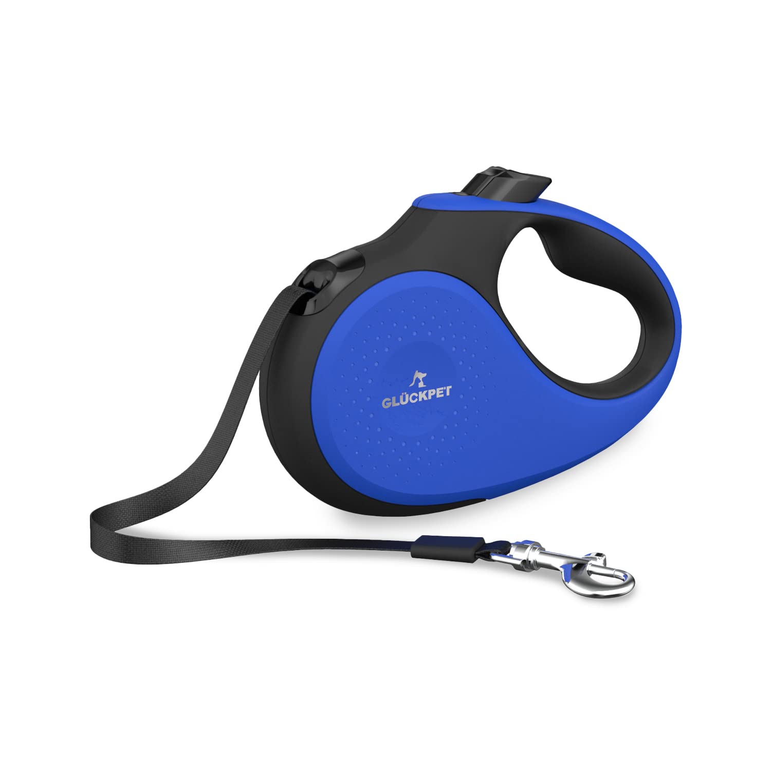 Correa para Perro Extensible, Retráctil, 5 Metros, con Botón de Pausa y Bloqueo, M, Azul y Negro