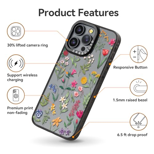 Coque iPhone 15 Pro Max noire avec dragonne robuste et motif nature